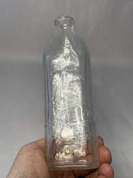 Antique 8 Oz Glass Baby Bottle Embossed