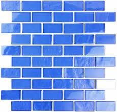 Blue Glass Brick Backsplash Mosaic Wall