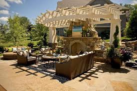 Pergola With Outdoor Fireplace And