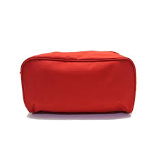 red toiletry bag