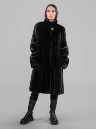 Black Velvet Male Mink Fur Coat Slim