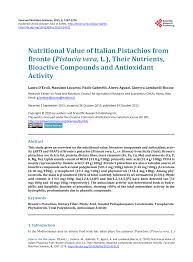 pdf nutritional value of italian pistachios from bronte pistacia vera l their nutrients bioactive pounds and antioxidant activity