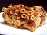baked ziti with thick rich meat sauce