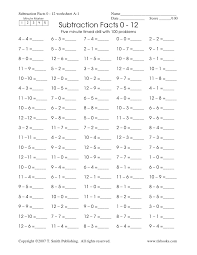 The worksheet variation number is not printed with the worksheet on purpose so others cannot simply look up the answers. Subtraction Fluency Drill Math Facts