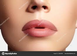 closeup perfect natural lip makeup
