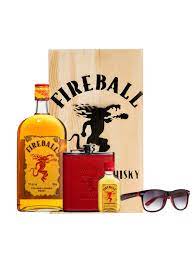 fireball whisky wooden gift box