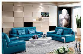 fresh blue italian leather sofa set