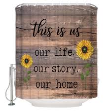 Amazon.com: ANNAMALL Shower Curtain for Bathroom,Summer Farm This is Us Our  Life Our Story Our Home Sunflower Vintage Wooden Shower Curtains Polyester  Fabric Bath Curtain Decoration with Hooks 72