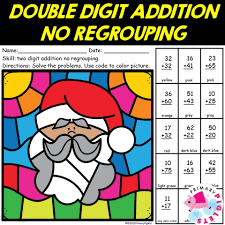 christmas math coloring pages 2 digit