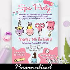 spa party birthday invitations