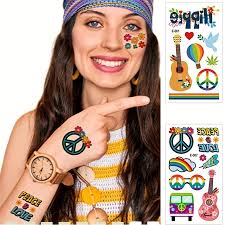 hippie temporary tattoos orted