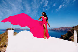 flying dress photoshoot in greece