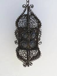 Iron Scroll Lantern With Colored
