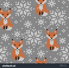 Foxes Jacquard Knitted Seamless Pattern Winter Background