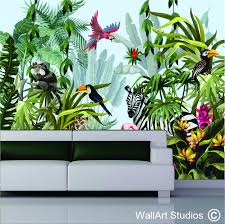 Jungle With Wild Animals Wall Mural