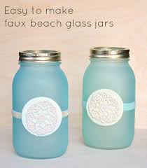 mason jar lanterns with a faux beach