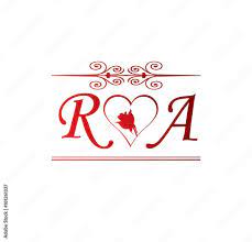ra love initial with red and rose