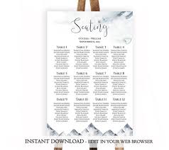 Mountain Seating Chart Template Printable Wedding Seating Chart Woodland Seating Sign Seating Plan 100 Editable Instant Download