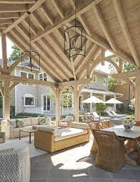 Covered Patio Vaulted Plank Ceiling