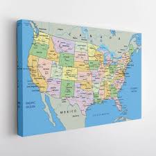Detailed Usa Map Canvas Print Usa Map