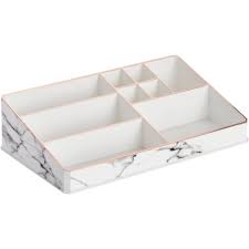 wilko marble rose gold cosmetic tidy