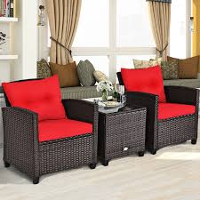 3 Pieces Rattan Patio Furniture Set