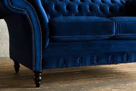 2 Seater Navy Blue Velvet Fabric