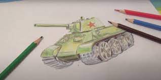 Рисовать поэтапно танк