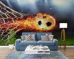 Fire Football Goal Wall Mural Wallpaper