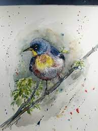 Original Water Color Painting Bird On