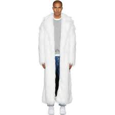 Pyer Moss White Long Faux Fur Coat 2