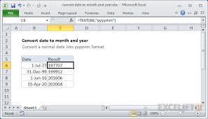 convert date to month and year excel