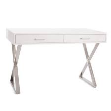By home decorators collection (41) exclusive. Contemporary Lacquer White Silver X Legs Desk