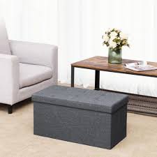 Gray Large Storage Ottoman Chest Home