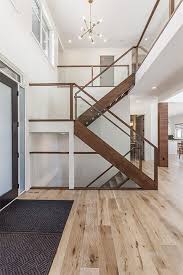 Glass Wood Frame Modern Stairs