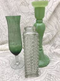 Green And Clear Vases Three Diffe