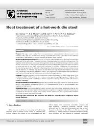 Pdf Heat Treatment Of A Hot Work Die Steel