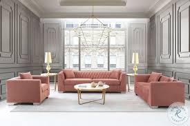 Armen Living Cambridge Blush Velvet Contemporary Sofa In Brushed Stainless Steel
