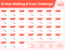31 day walking and core workout to tone