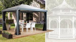 outdoor wooden or metal gazebo which