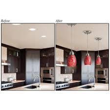 Another popular kitchen light style is track lighting, which typically features multiple fixtures that you can angle in different directions. Westinghouse Recessed Light Converter For Pendant Or Light Fixtures 0101100 The Home Depot