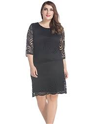 Chicwe Womens 3 4 Sleeves Lined Plus Size Lace Dress Us14