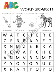 The worksheets help in learning and recognizing alphabets easily by associating the alphabet with the pictures of objects starting with that letter. Alphabet Word Search W X Y Z Esl Worksheet By Mkosior