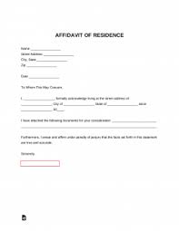 free proof of residency letter