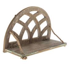 Arched Wood Wall Shelf With Rope