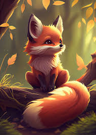 cute fox cartoon poster