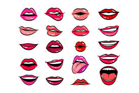 comic female lips set