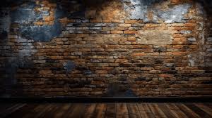 Dark Room With A Worn Brick Wall