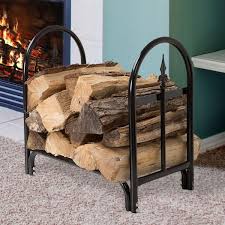 Pure Garden Black Fireplace Log Rack With Finial Design