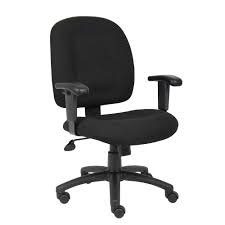boss office s b495 bk fabric task chair with adjule arms in black